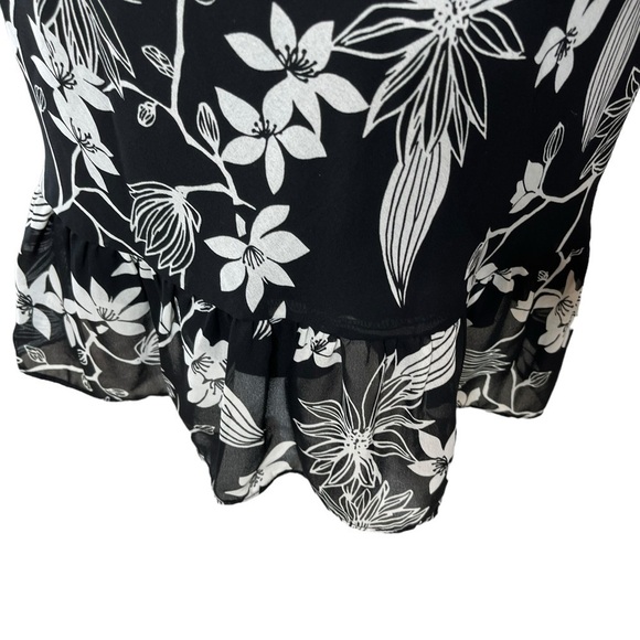 Y2K ALYN PAIGE Made in USA Size 11/12 MED Black & White Floral Halter Dress - Picture 6 of 10